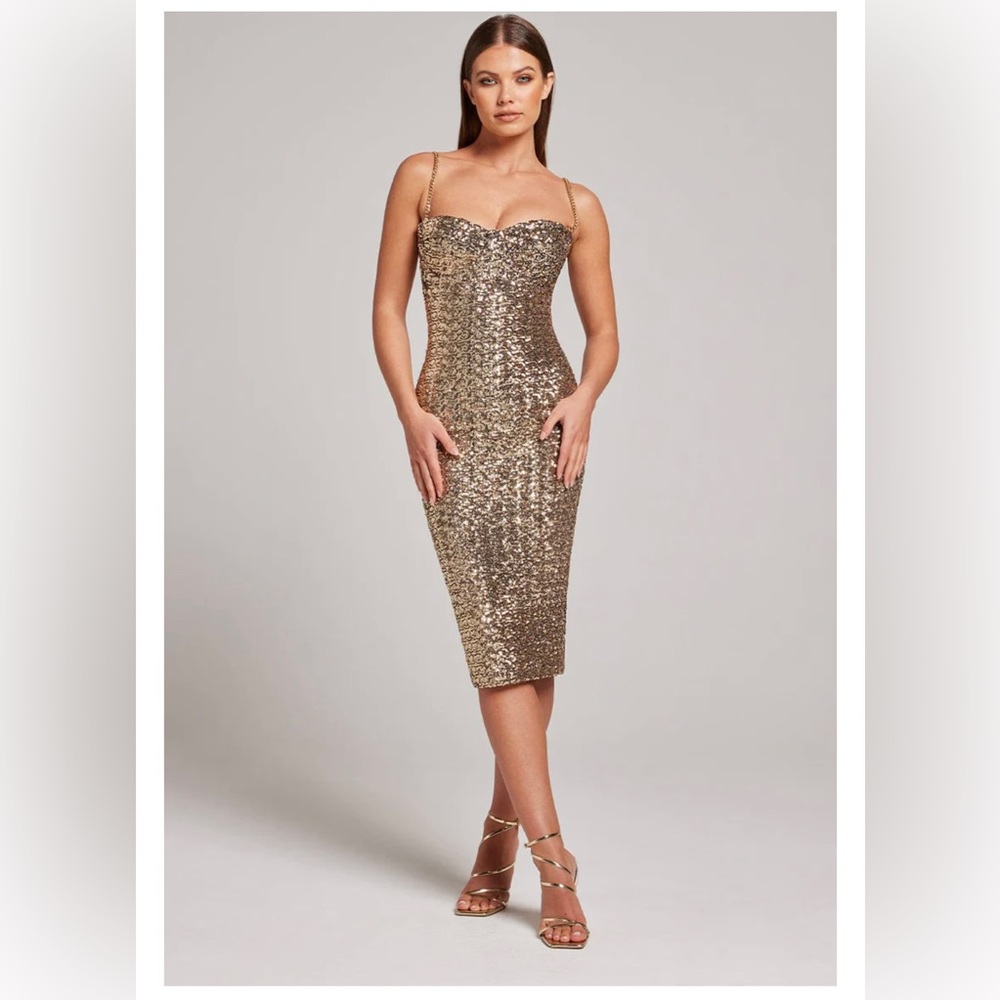 Nadine Merabi- Nina Gold Dress
